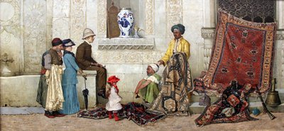 Vendedor de alfombras persas en la calle de Osman Hamdi Bey
